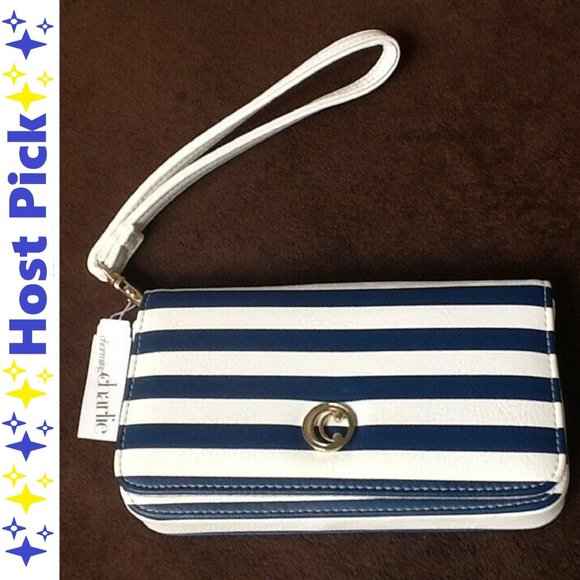 brand new NAVY & WHITE Charming Charlie Wristlet Wallet w/ Magnetic Kissing Lock - Picture 7 of 7